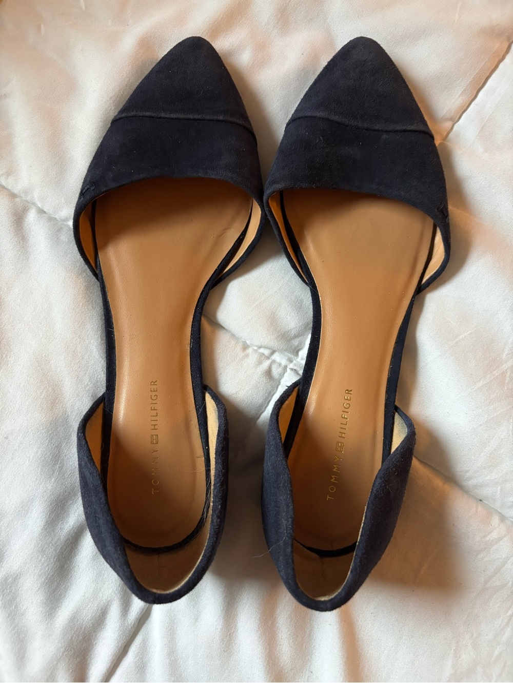 Tommy Hilfiger Women's Navy Pointed-Toe Suede D'Orsay Flats